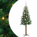 vidaXL Szczupła Choinka Zielony 150 cm PVC i lite drewno sosnowe