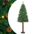 vidaXL Szczupła Choinka Zielony 180 cm PVC i lite drewno sosnowe