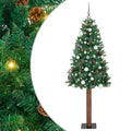 vidaXL Szczupła Choinka Zielony 180 cm PVC i lite drewno sosnowe