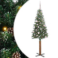 vidaXL Szczupła Choinka Zielony 150 cm PVC i lite drewno sosnowe