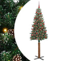 vidaXL Szczupła Choinka Zielony 180 cm PVC i lite drewno sosnowe