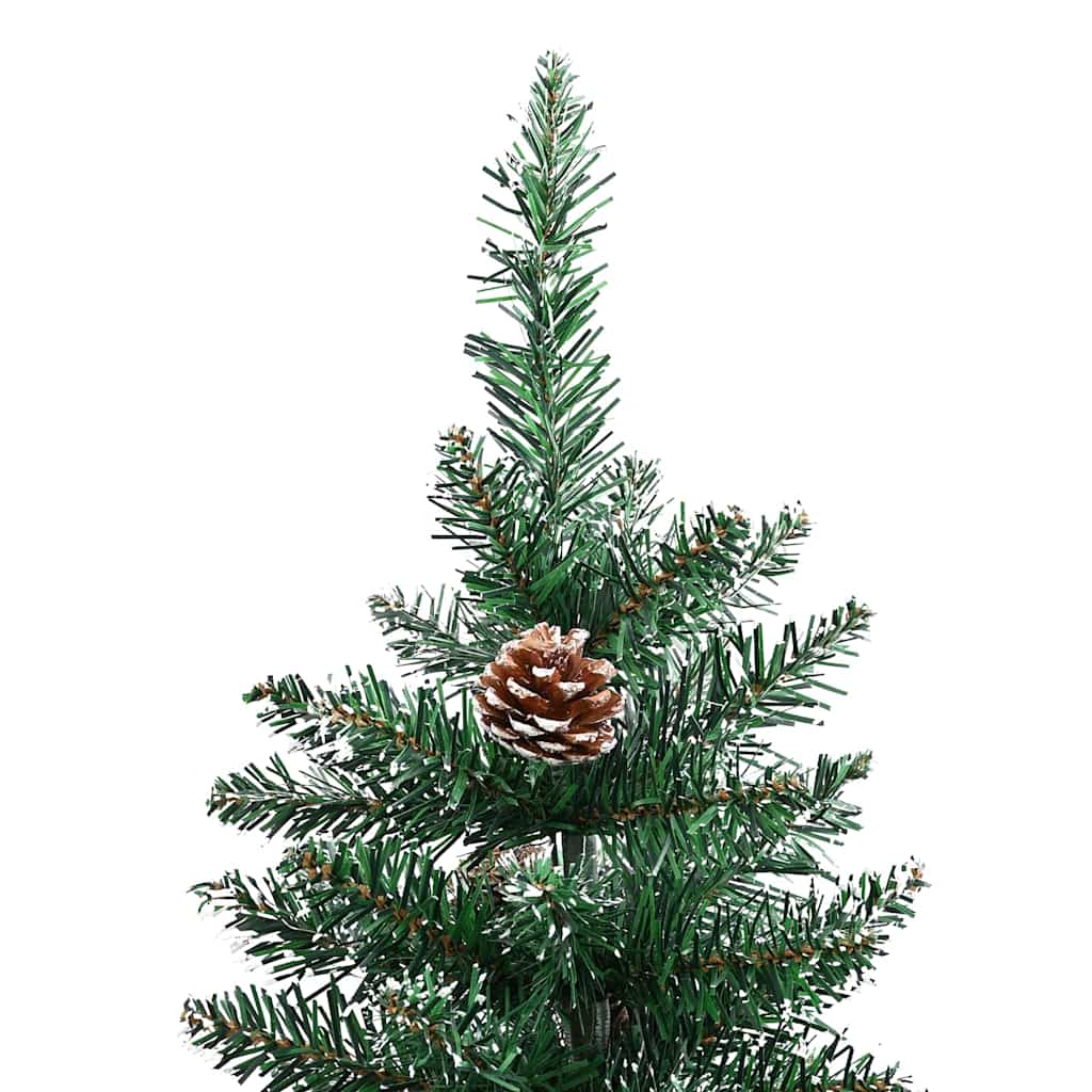 vidaXL Szczupła Choinka Zielony 180 cm PVC i lite drewno sosnowe