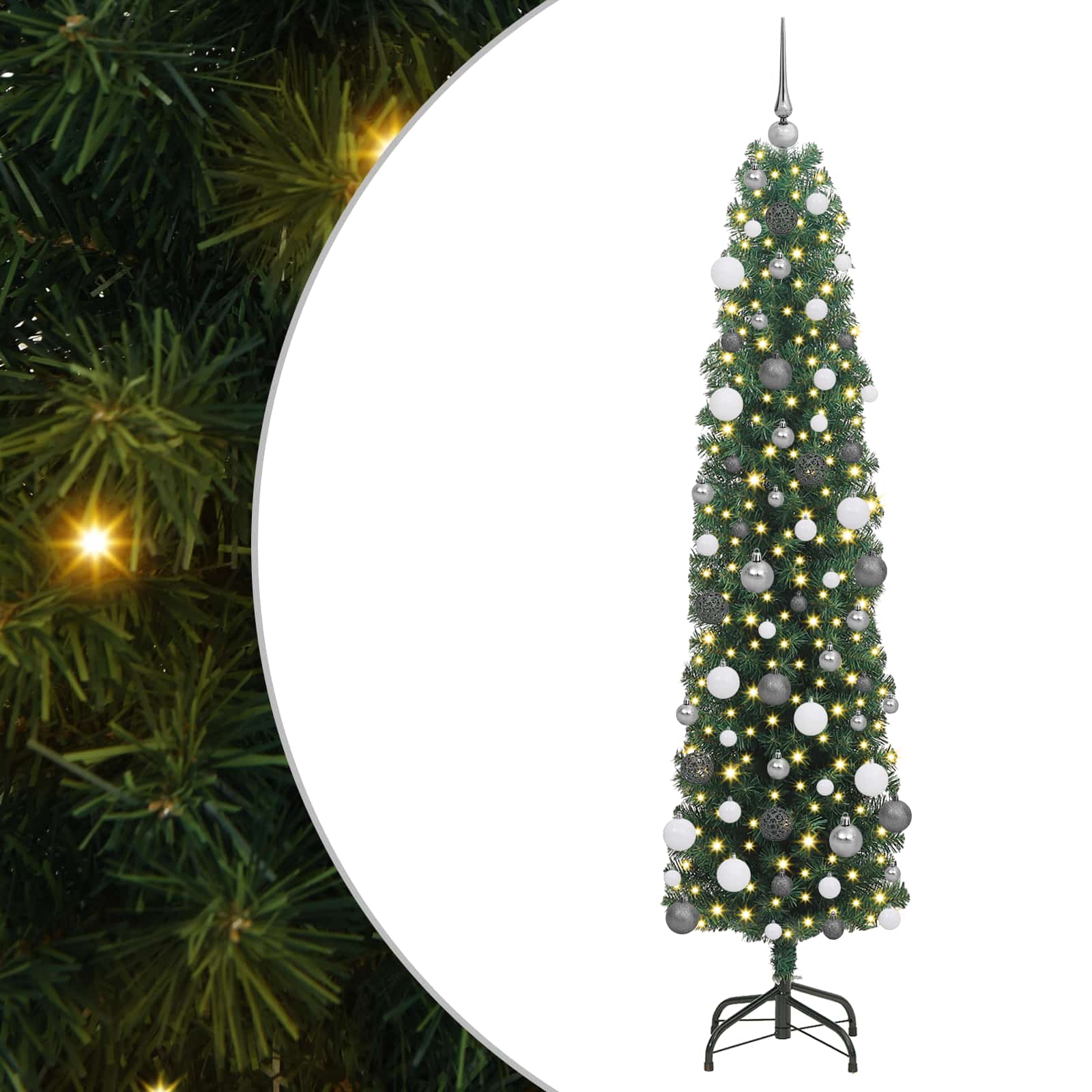 vidaXL Sztuczna choinka z podstawą Zielony 180 cm PVC, stal i plastik