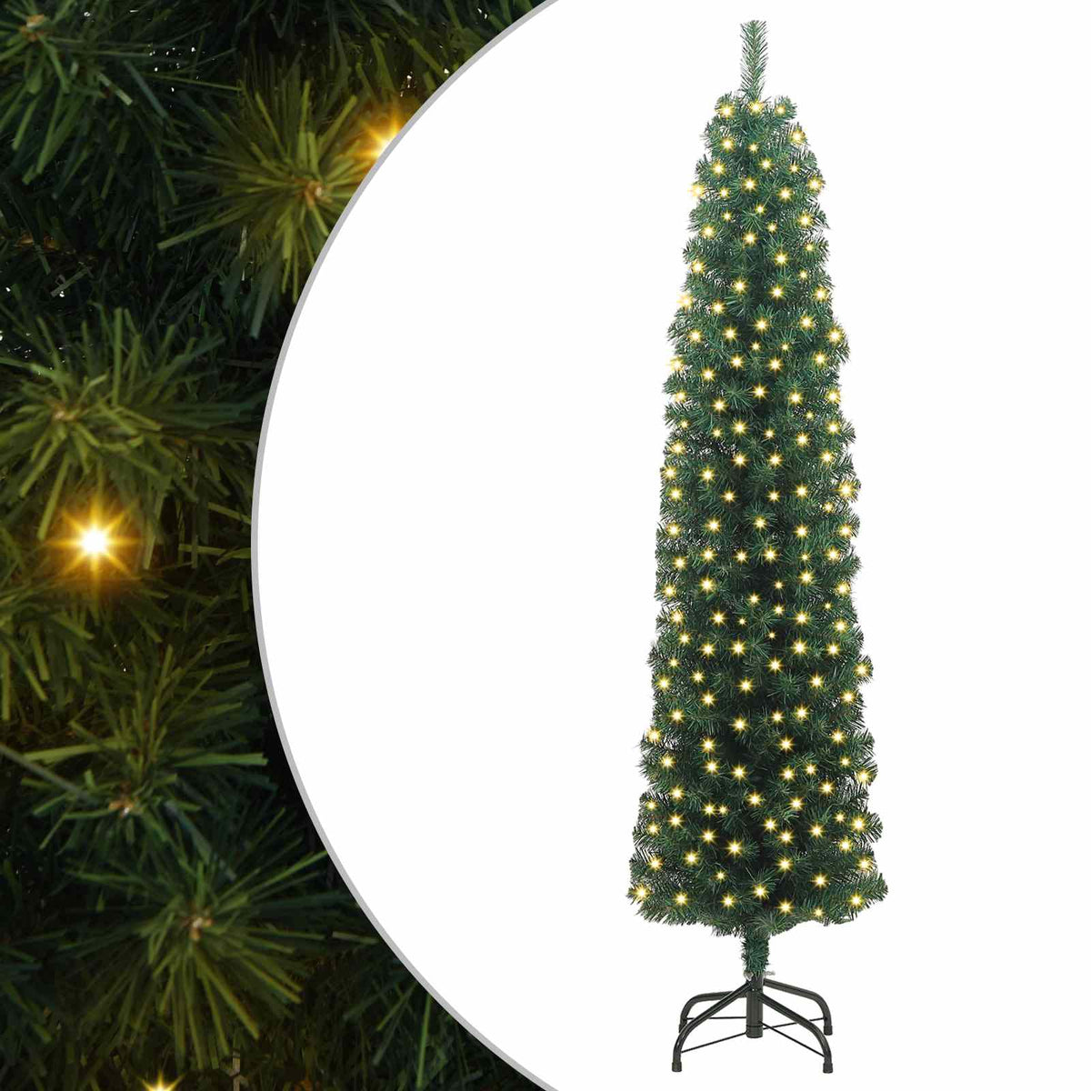 vidaXL Sztuczna choinka z podstawą Zielony 210 cm PVC, stal i plastik