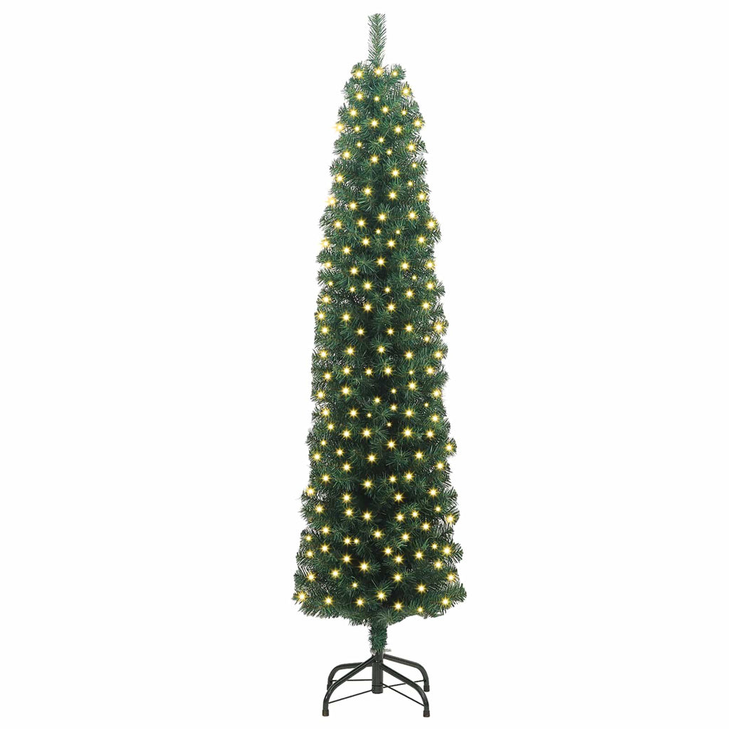 vidaXL Sztuczna choinka z podstawą Zielony 210 cm PVC, stal i plastik