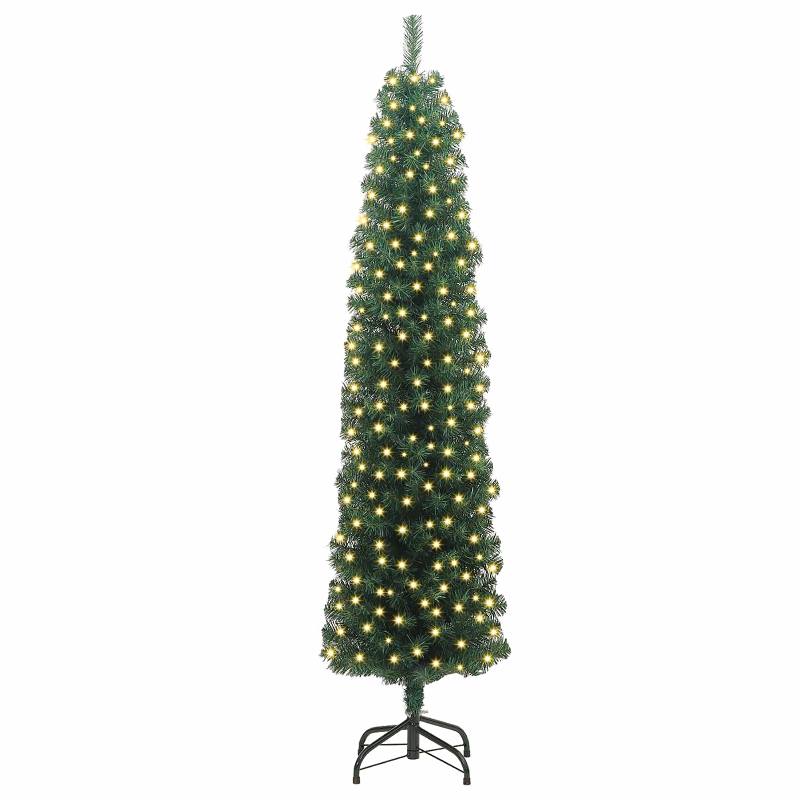 vidaXL Sztuczna choinka z podstawą Zielony 210 cm PVC, stal i plastik