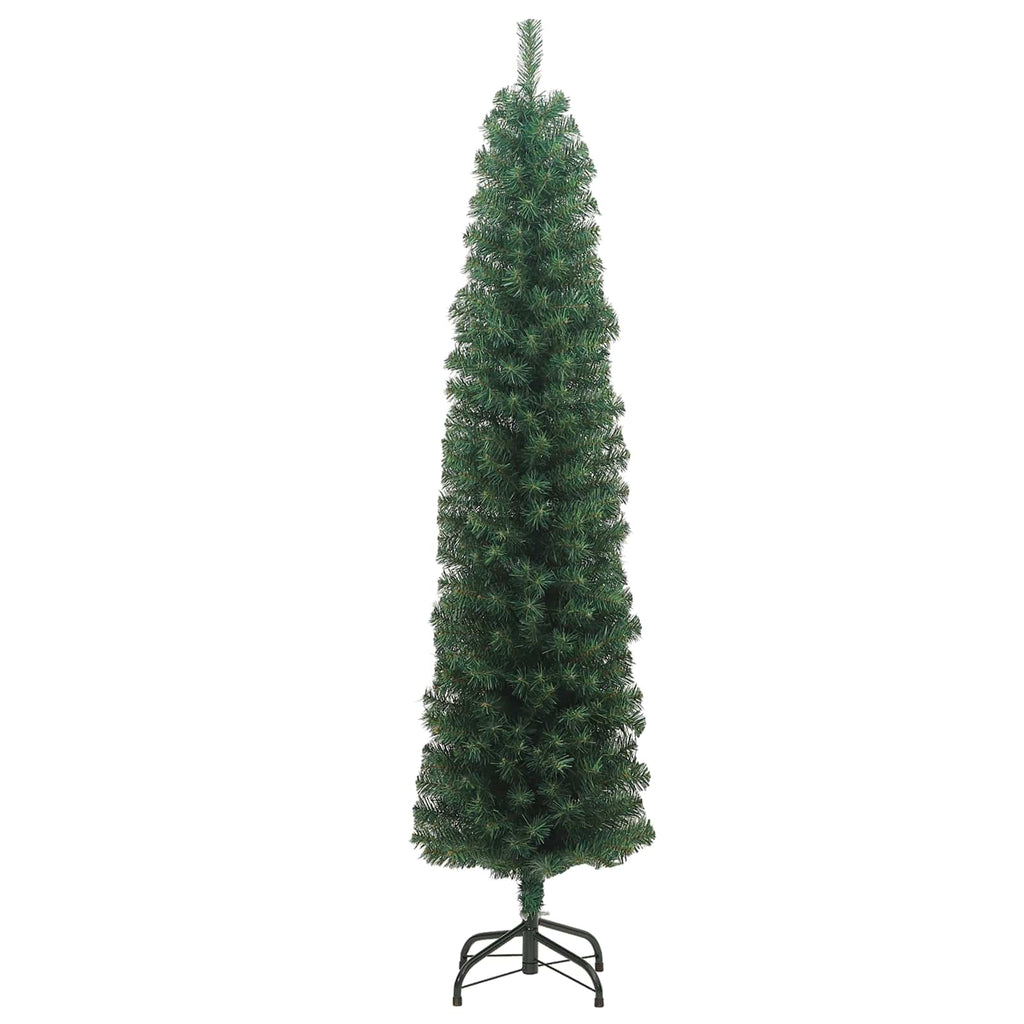 vidaXL Sztuczna choinka z podstawą Zielony 210 cm PVC, stal i plastik