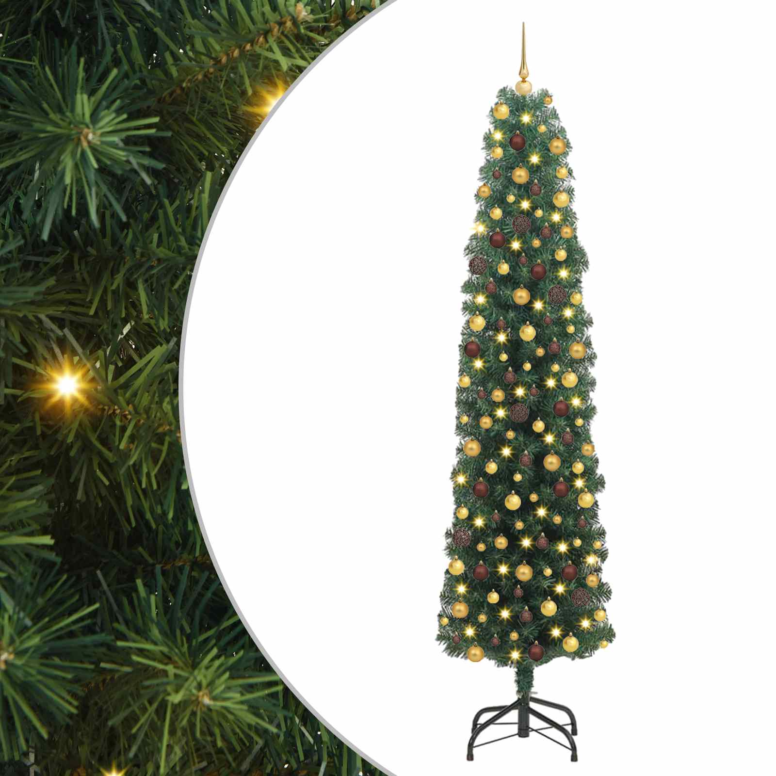 vidaXL Sztuczna choinka z podstawą Zielony 210 cm PVC, stal i plastik