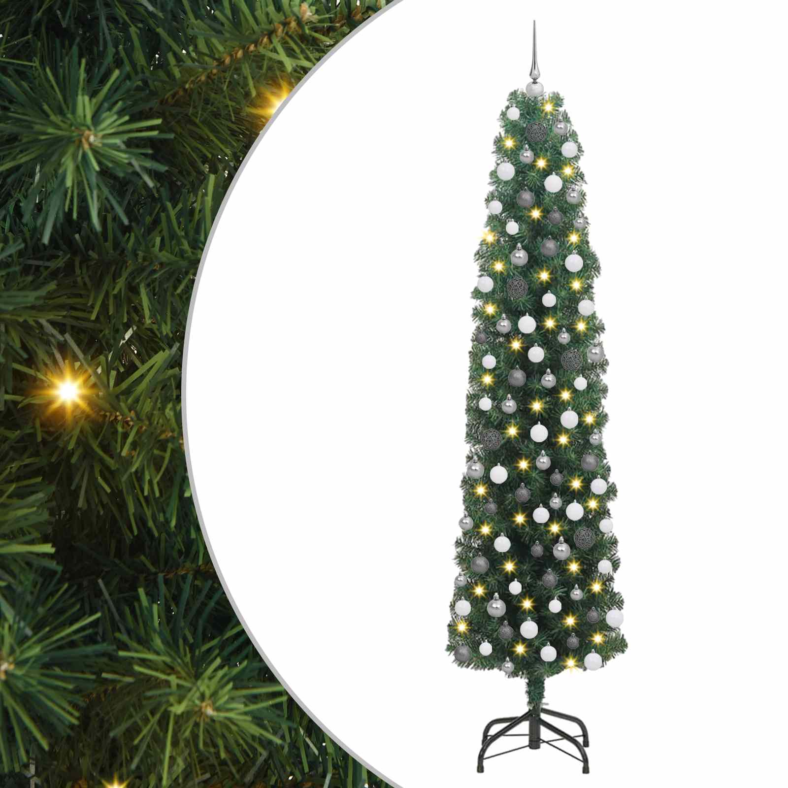 vidaXL Sztuczna choinka z podstawą Zielony 210 cm PVC, stal i plastik