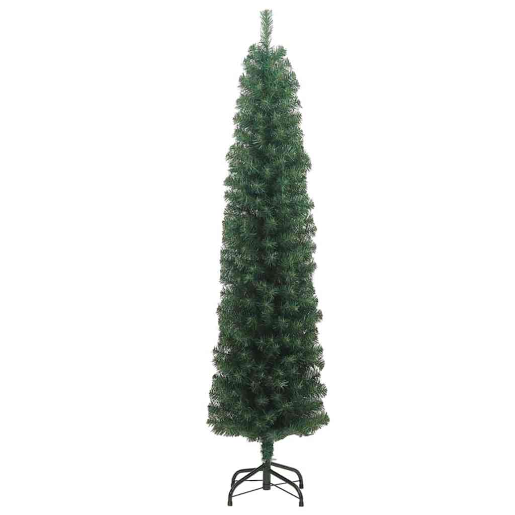 vidaXL Sztuczna choinka z podstawą Zielony 210 cm PVC, stal i plastik