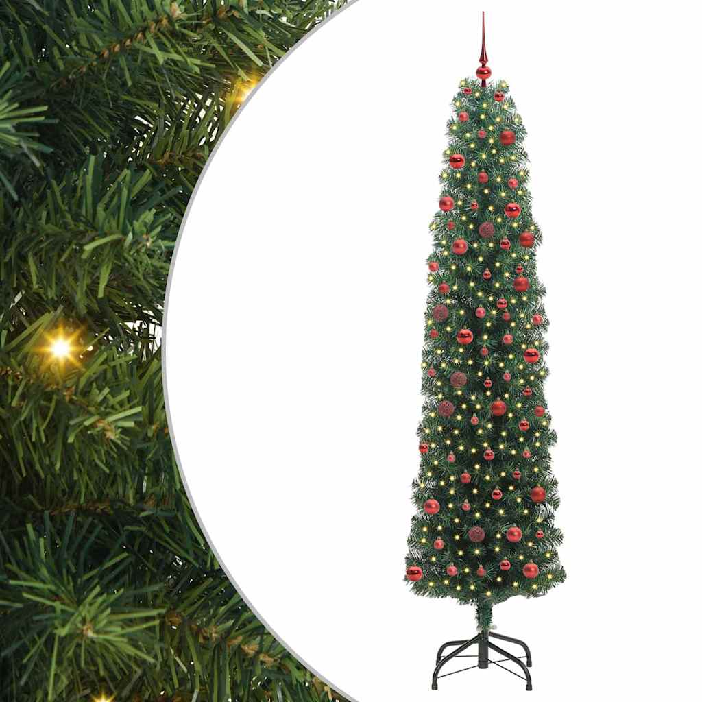 vidaXL Sztuczna choinka z podstawą Zielony 210 cm PVC, stal i plastik