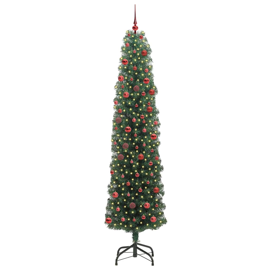 vidaXL Sztuczna choinka z podstawą Zielony 210 cm PVC, stal i plastik