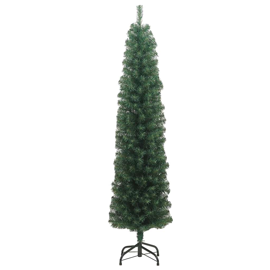vidaXL Sztuczna choinka z podstawą Zielony 210 cm PVC, stal i plastik