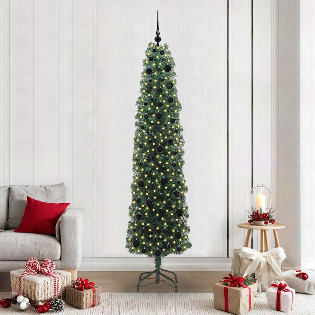 vidaXL Sztuczna choinka z podstawą Zielony 210 cm PVC, stal i plastik