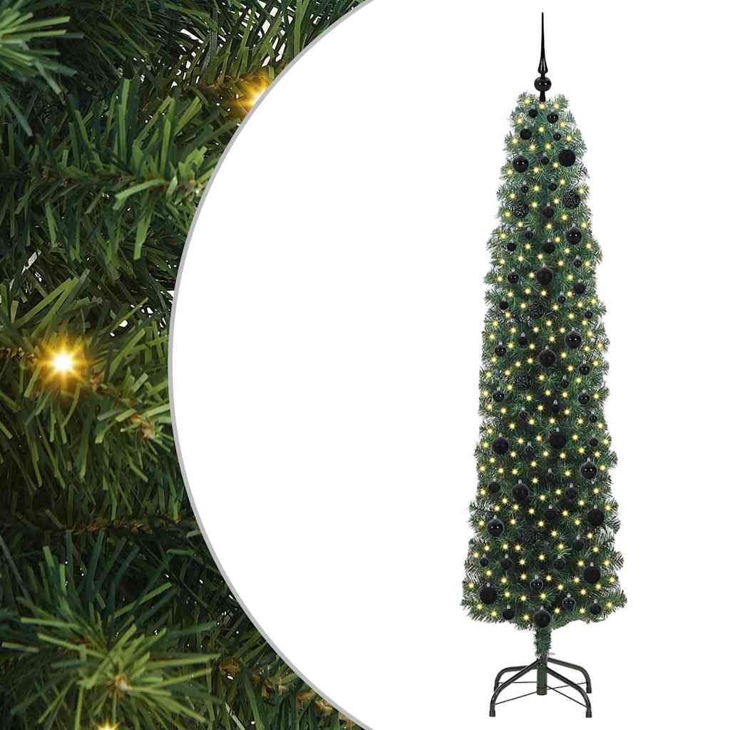 vidaXL Sztuczna choinka z podstawą Zielony 210 cm PVC, stal i plastik