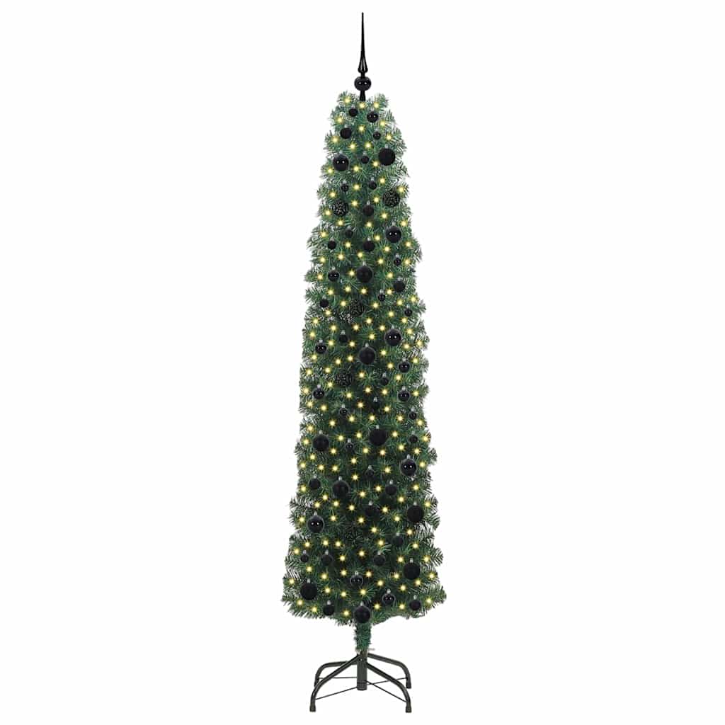 vidaXL Sztuczna choinka z podstawą Zielony 210 cm PVC, stal i plastik