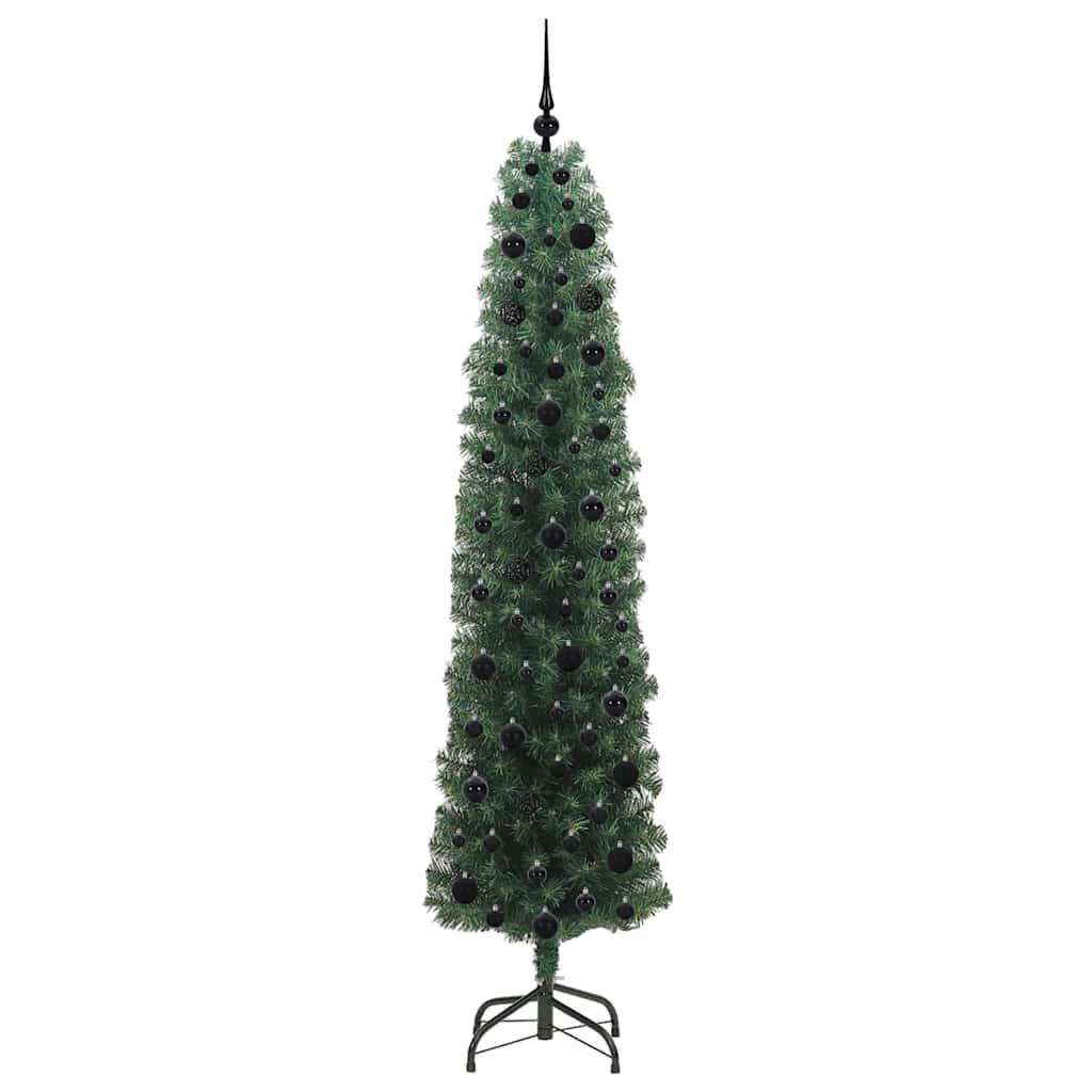 vidaXL Sztuczna choinka z podstawą Zielony 210 cm PVC, stal i plastik