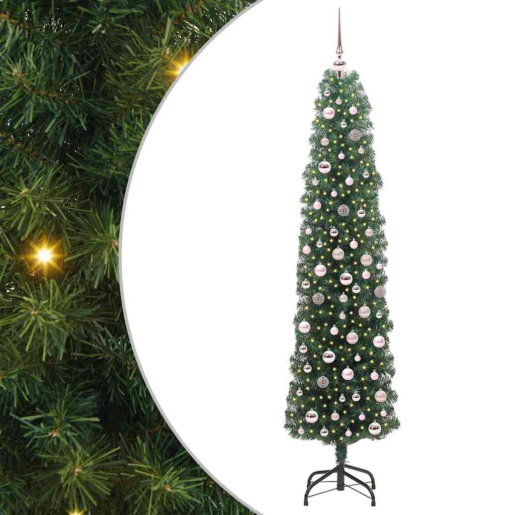 vidaXL Sztuczna choinka z podstawą Zielony 210 cm PVC, stal i plastik
