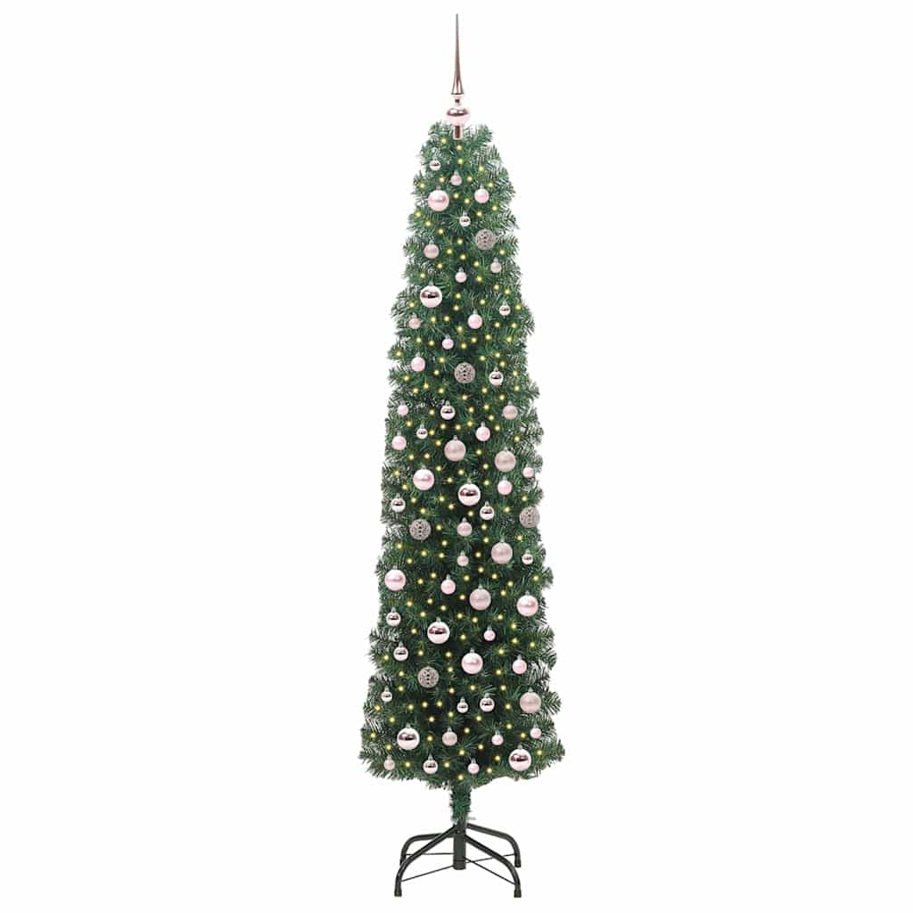 vidaXL Sztuczna choinka z podstawą Zielony 210 cm PVC, stal i plastik