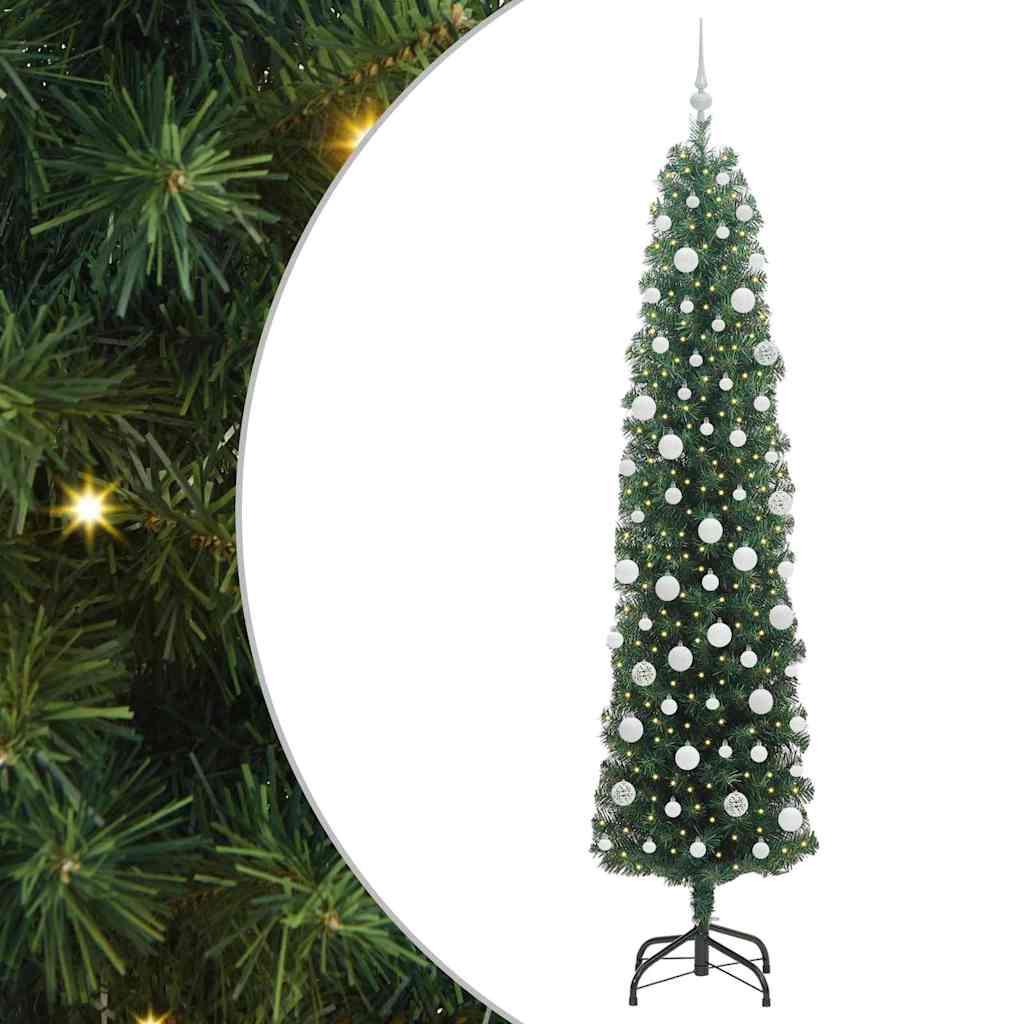 vidaXL Sztuczna choinka z podstawą Zielony 210 cm PVC, stal i plastik