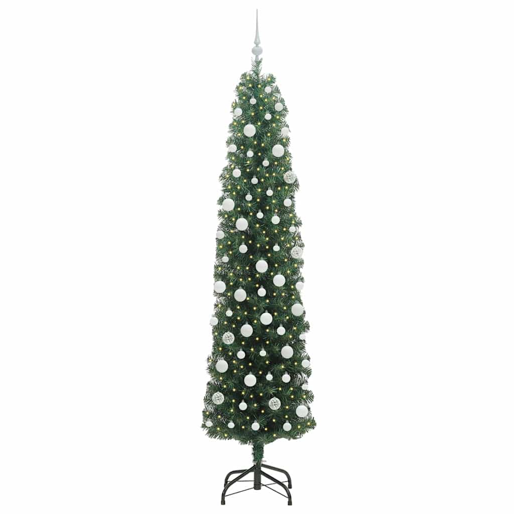 vidaXL Sztuczna choinka z podstawą Zielony 210 cm PVC, stal i plastik