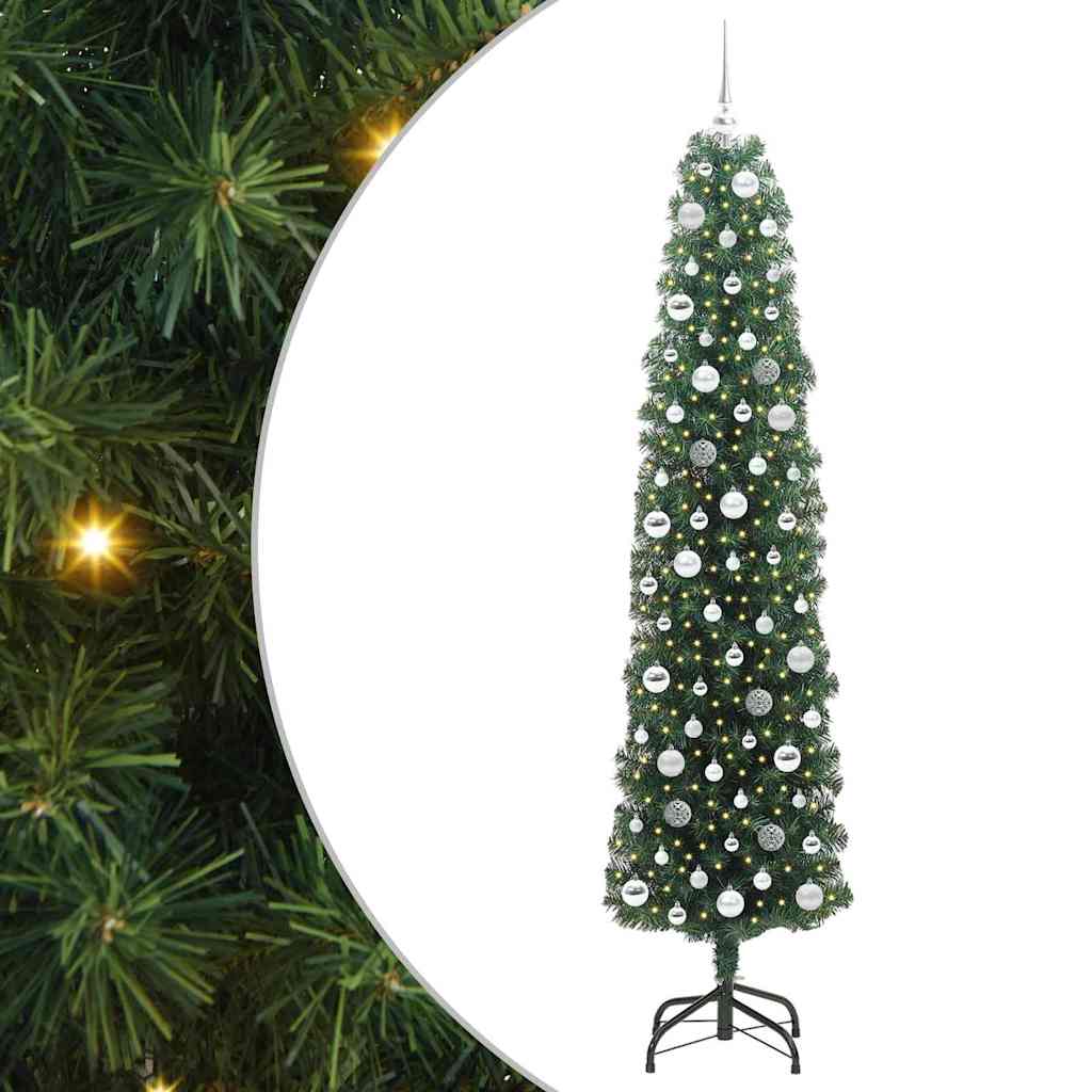 vidaXL Sztuczna choinka z podstawą Zielony 210 cm PVC, stal i plastik