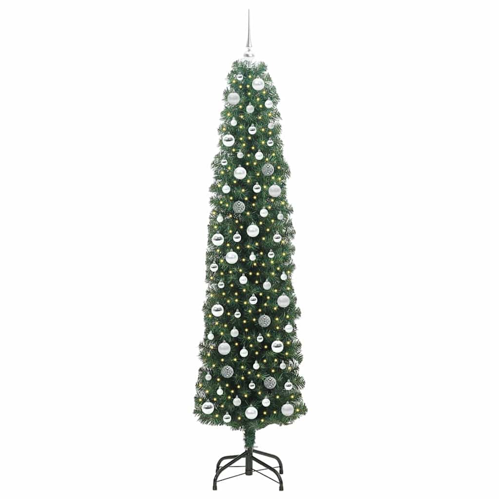 vidaXL Sztuczna choinka z podstawą Zielony 210 cm PVC, stal i plastik