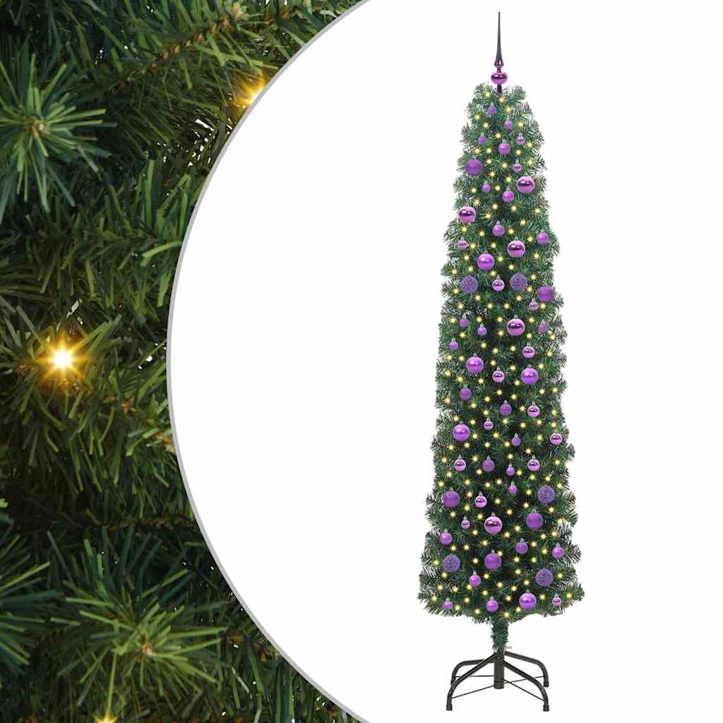 vidaXL Sztuczna choinka z podstawą Zielony 210 cm PVC, stal i plastik