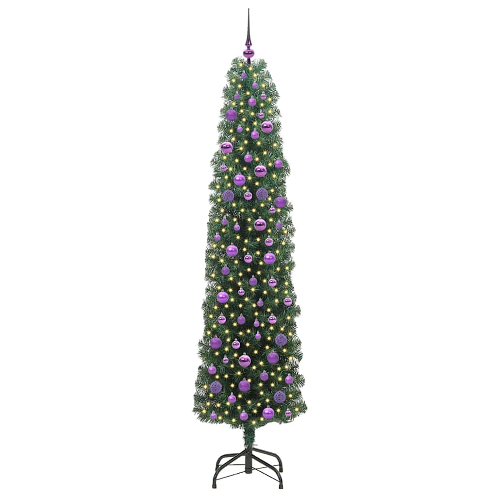 vidaXL Sztuczna choinka z podstawą Zielony 210 cm PVC, stal i plastik