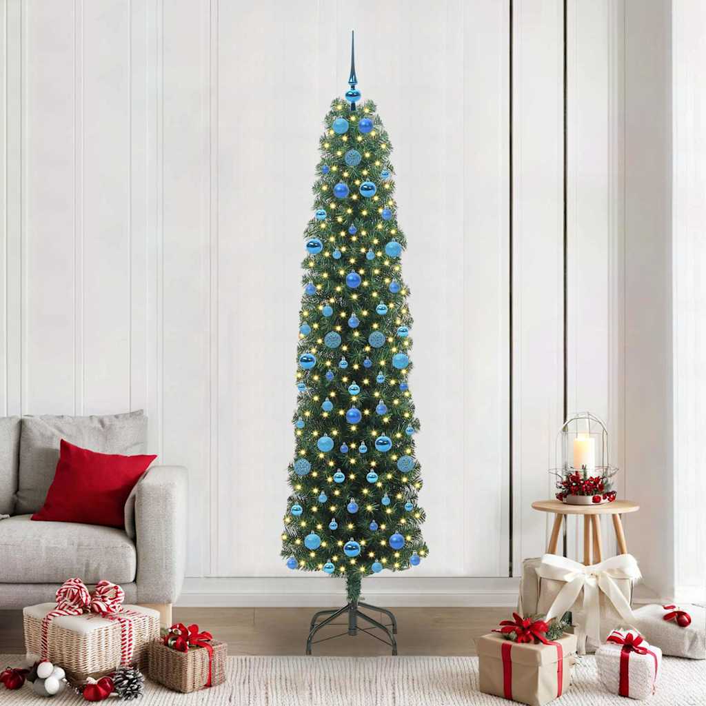 vidaXL Sztuczna choinka z podstawą Zielony 210 cm PVC, stal i plastik