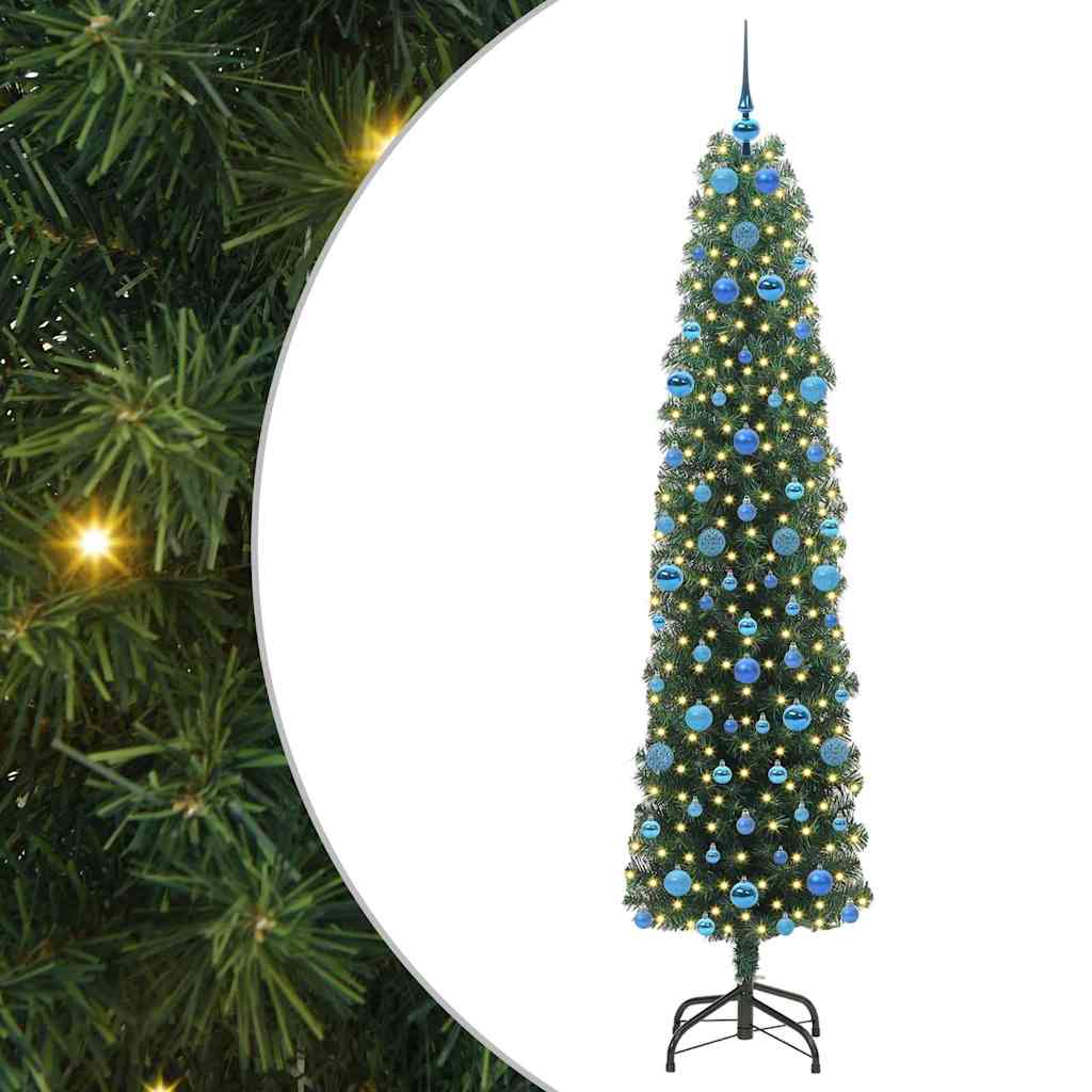 vidaXL Sztuczna choinka z podstawą Zielony 210 cm PVC, stal i plastik
