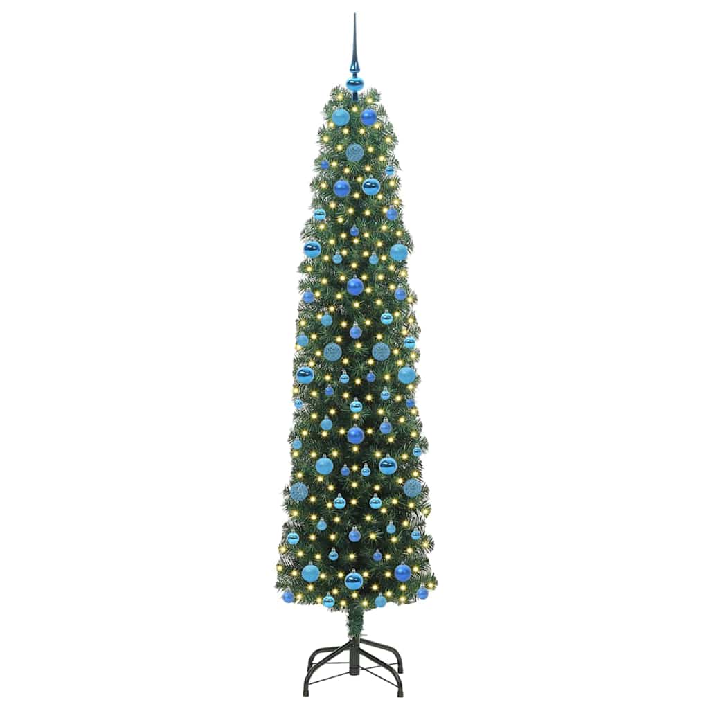 vidaXL Sztuczna choinka z podstawą Zielony 210 cm PVC, stal i plastik