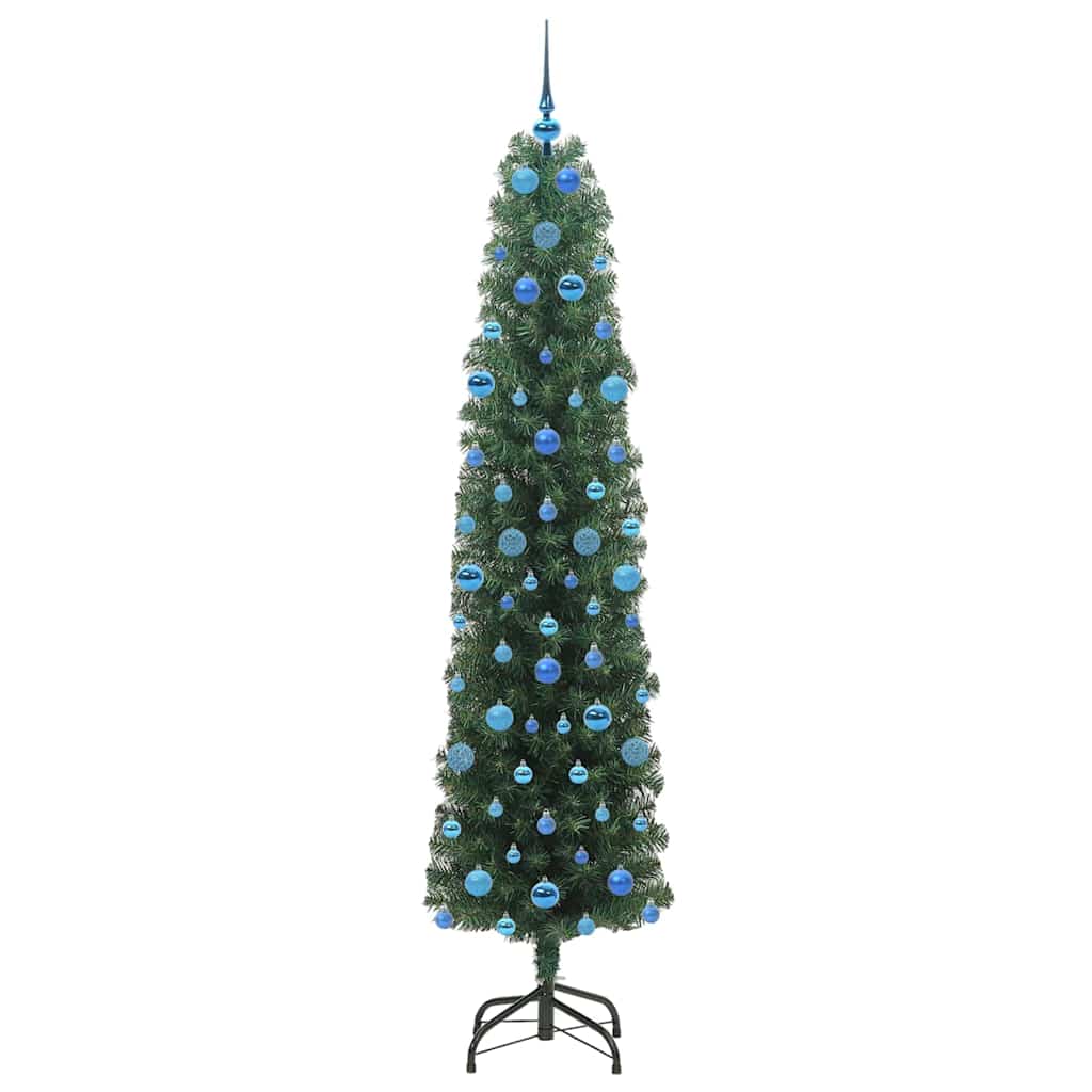 vidaXL Sztuczna choinka z podstawą Zielony 210 cm PVC, stal i plastik
