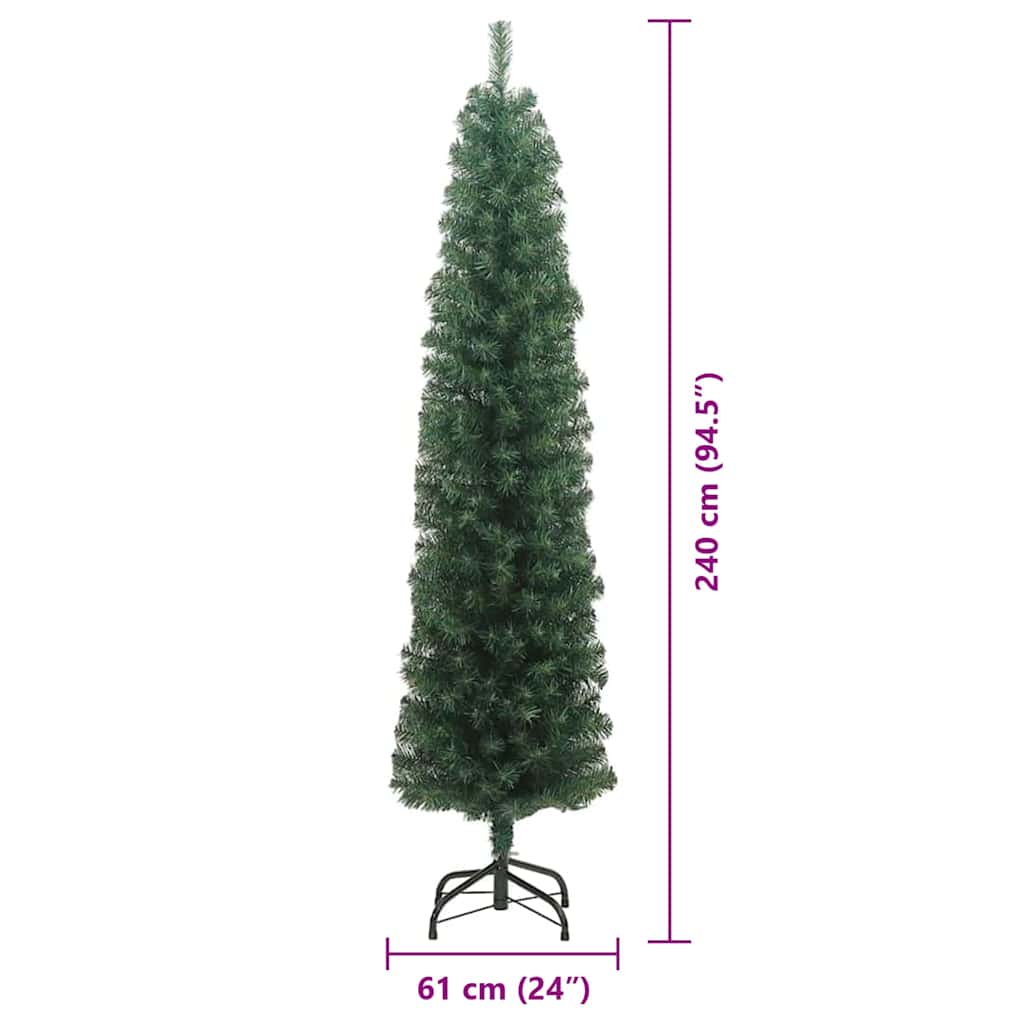 vidaXL Sztuczna choinka z podstawą Zielony 240 cm PVC, stal i plastik