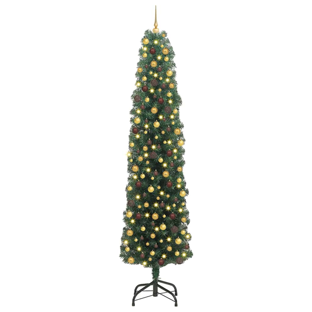 vidaXL Sztuczna choinka z podstawą Zielony 240 cm PVC, stal i plastik