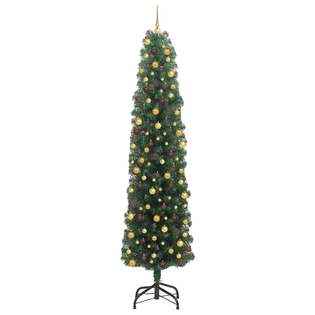 vidaXL Sztuczna choinka z podstawą Zielony 240 cm PVC, stal i plastik