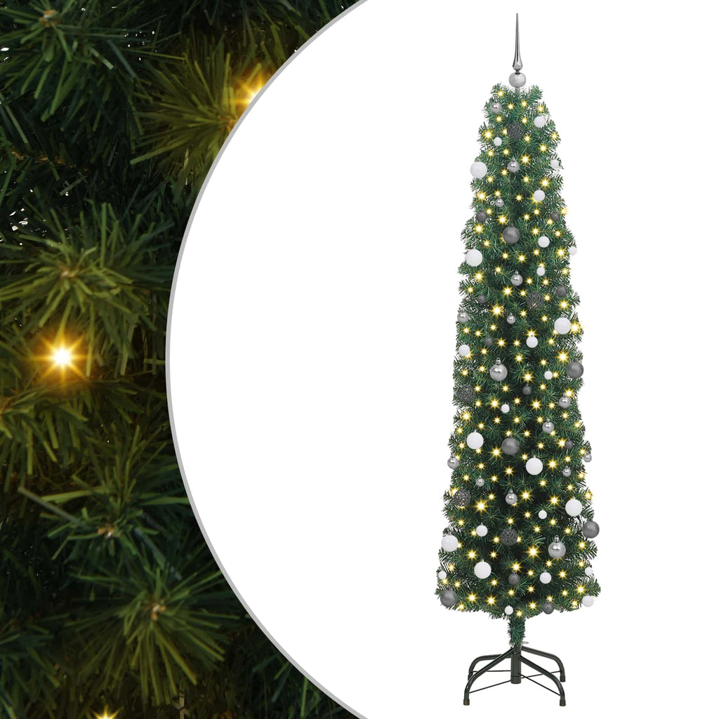 vidaXL Sztuczna choinka z podstawą Zielony 240 cm PVC, stal i plastik