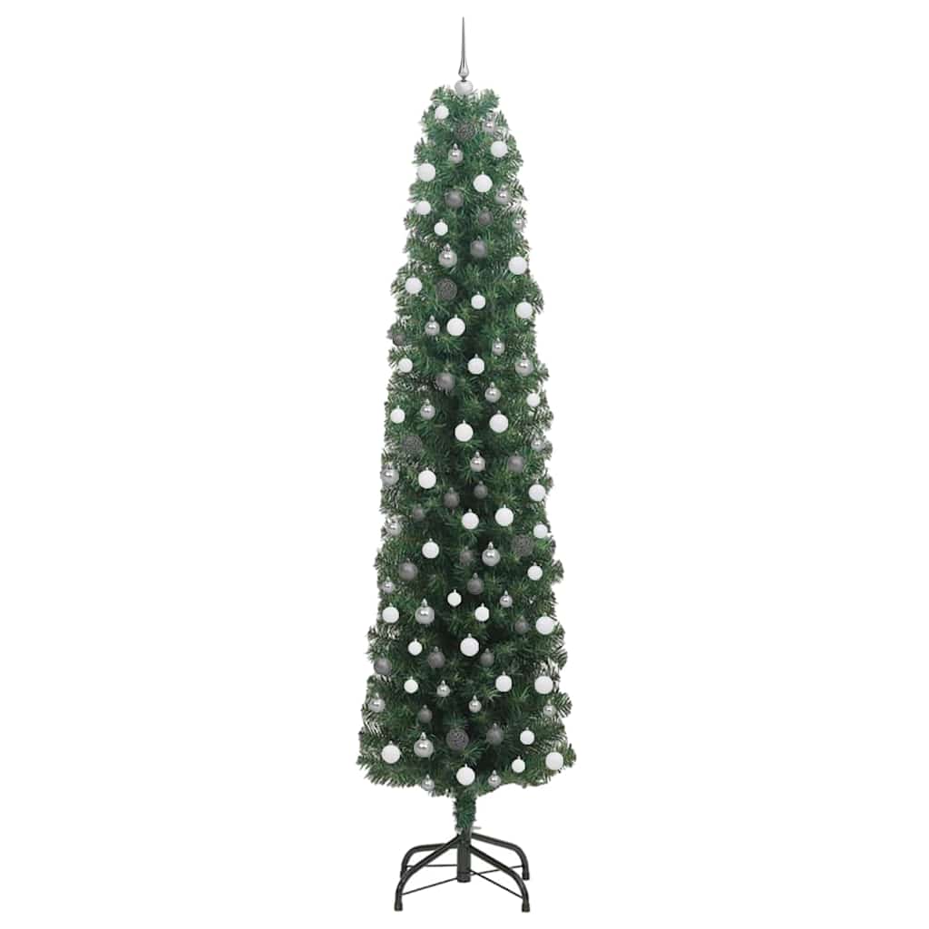 vidaXL Sztuczna choinka z podstawą Zielony 240 cm PVC, stal i plastik