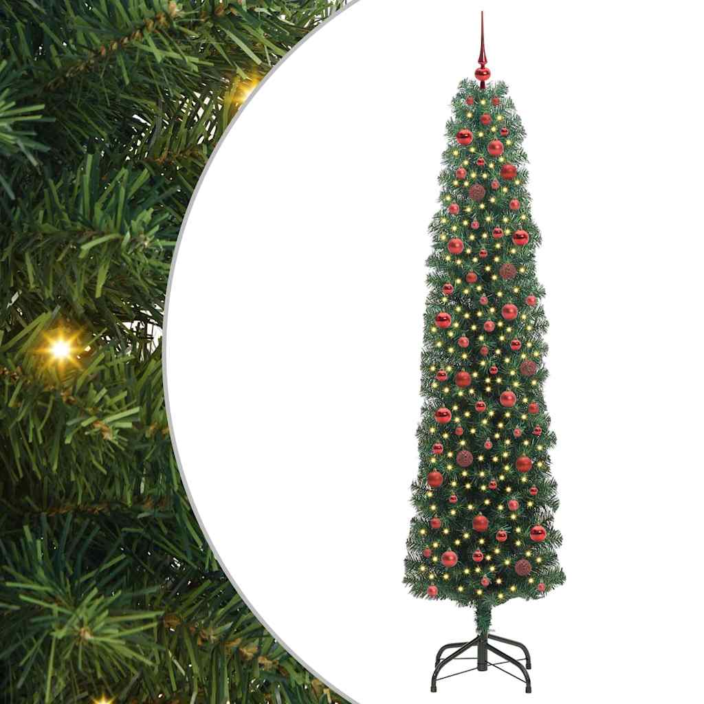vidaXL Sztuczna choinka z podstawą Zielony 240 cm PVC, stal i plastik