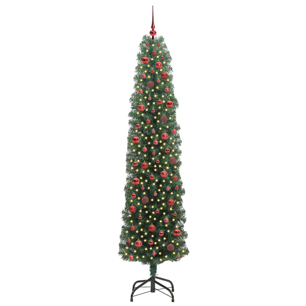 vidaXL Sztuczna choinka z podstawą Zielony 240 cm PVC, stal i plastik