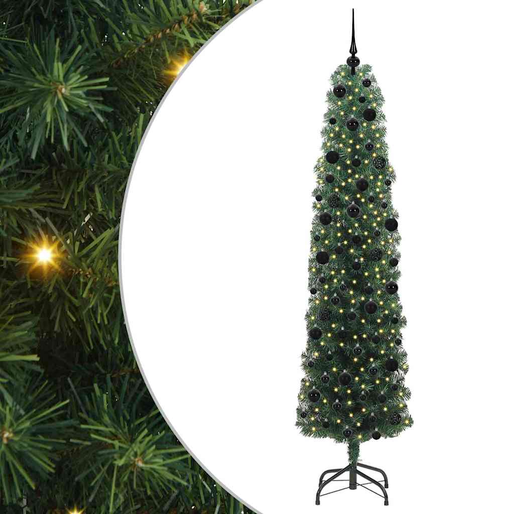 vidaXL Sztuczna choinka z podstawą Zielony 240 cm PVC, stal i plastik