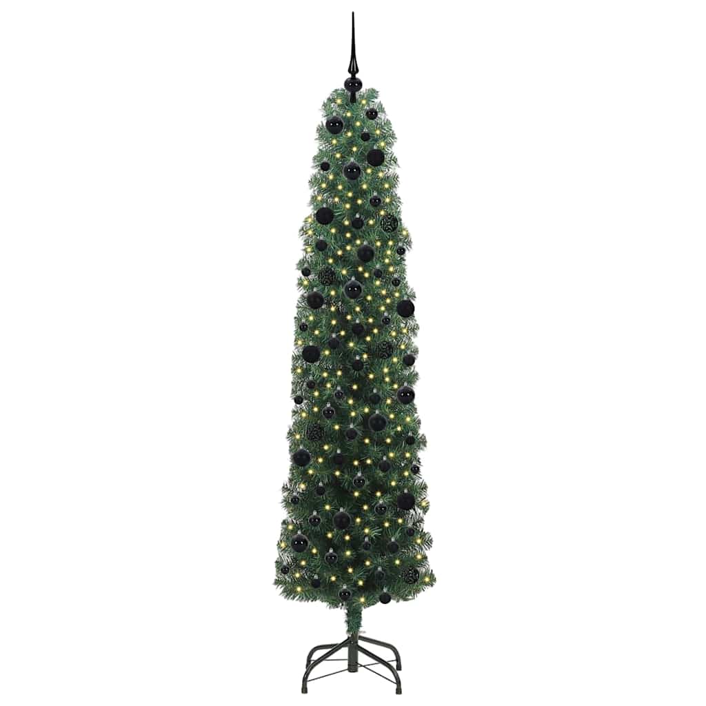 vidaXL Sztuczna choinka z podstawą Zielony 240 cm PVC, stal i plastik
