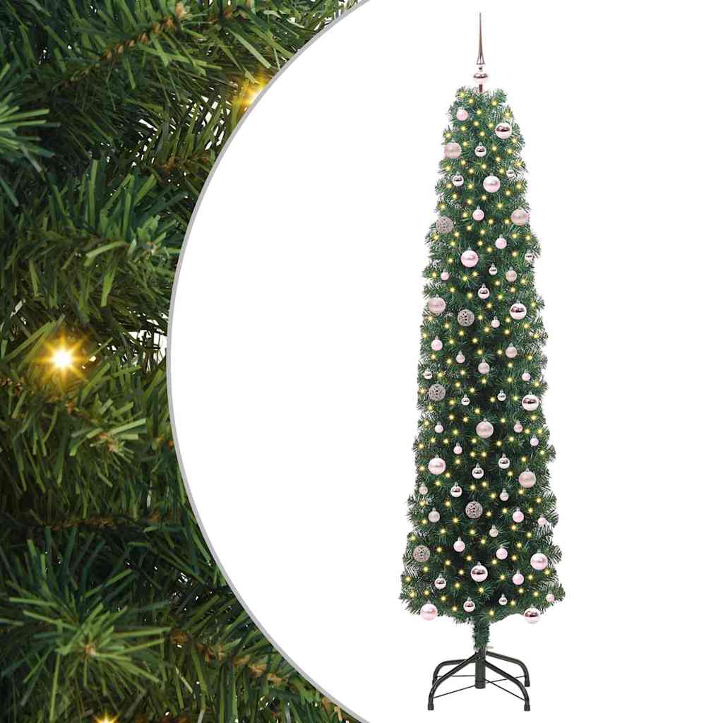 vidaXL Sztuczna choinka z podstawą Zielony 240 cm PVC, stal i plastik