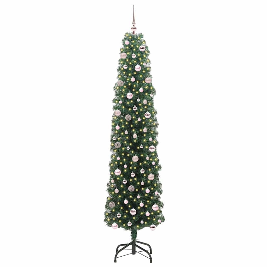 vidaXL Sztuczna choinka z podstawą Zielony 240 cm PVC, stal i plastik