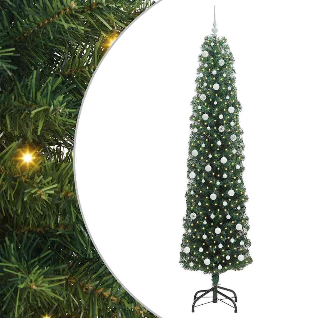 vidaXL Sztuczna choinka z podstawą Zielony 240 cm PVC, stal i plastik