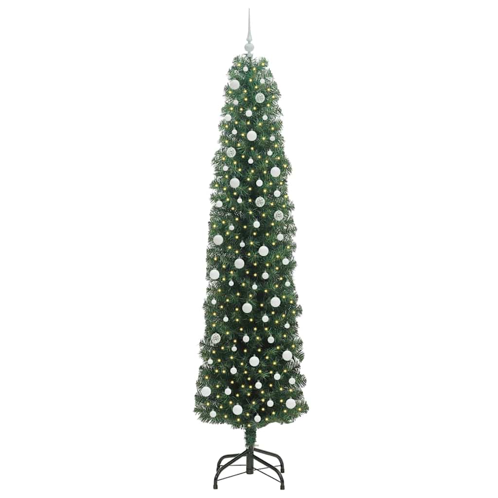 vidaXL Sztuczna choinka z podstawą Zielony 240 cm PVC, stal i plastik