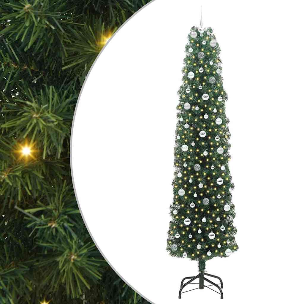 vidaXL Sztuczna choinka z podstawą Zielony 240 cm PVC, stal i plastik