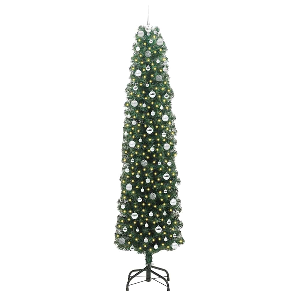 vidaXL Sztuczna choinka z podstawą Zielony 240 cm PVC, stal i plastik