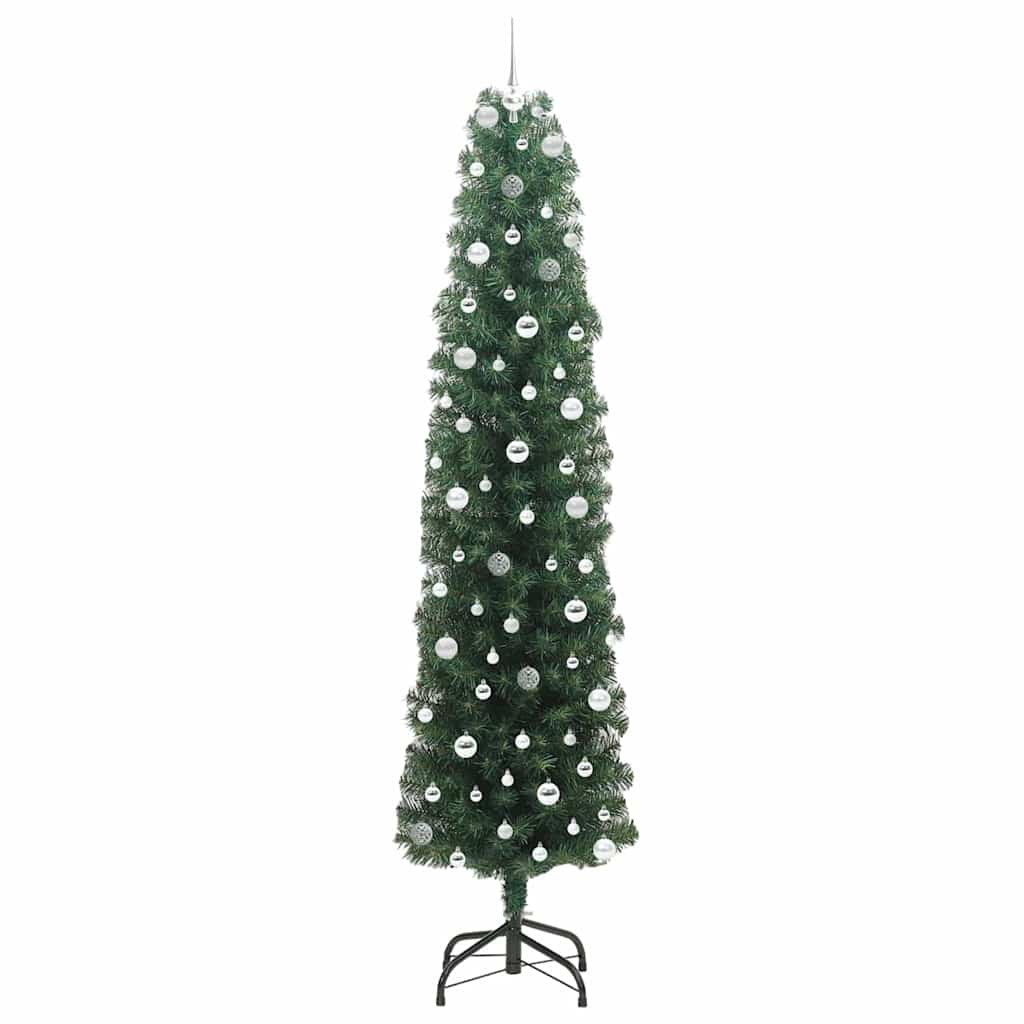 vidaXL Sztuczna choinka z podstawą Zielony 240 cm PVC, stal i plastik