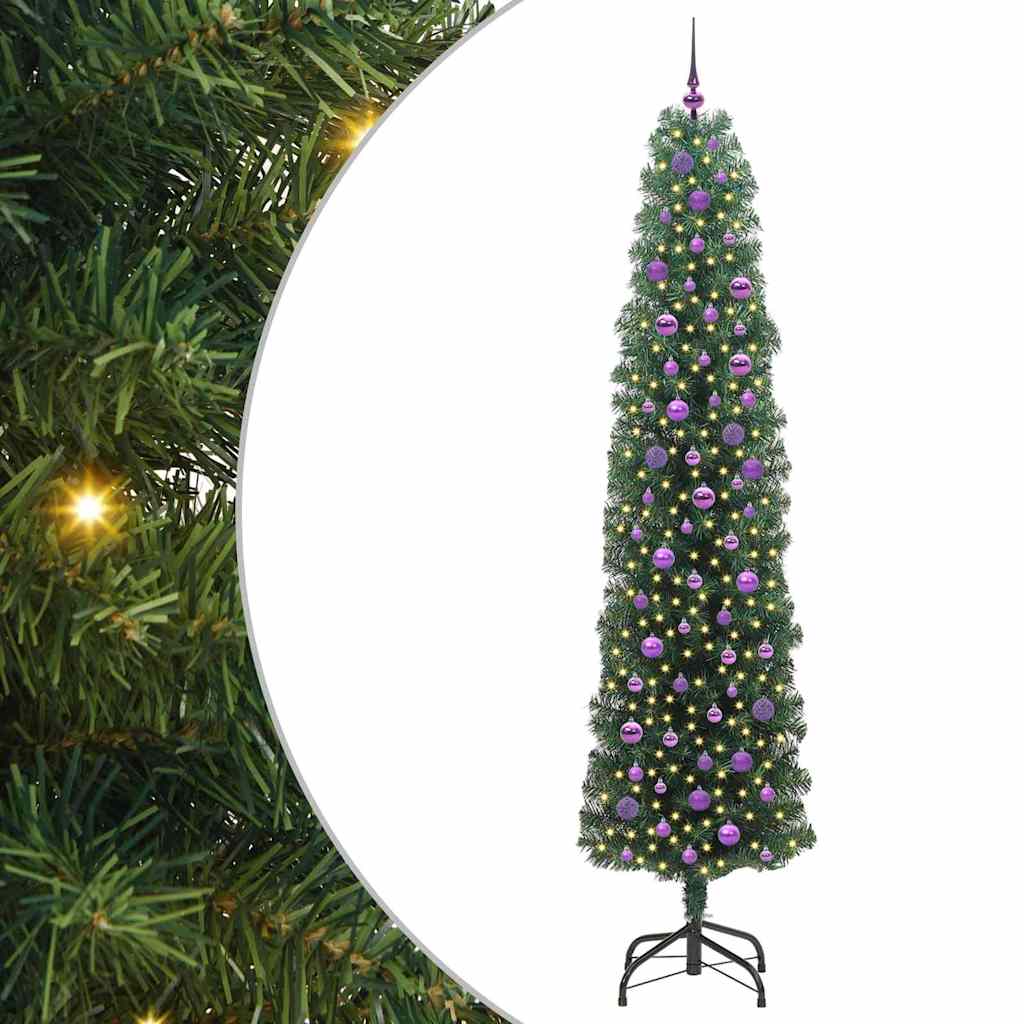 vidaXL Sztuczna choinka z podstawą Zielony 240 cm PVC, stal i plastik